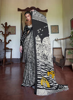 Monjolika Fashion Satin Printed Black Casual Saree - Distacart