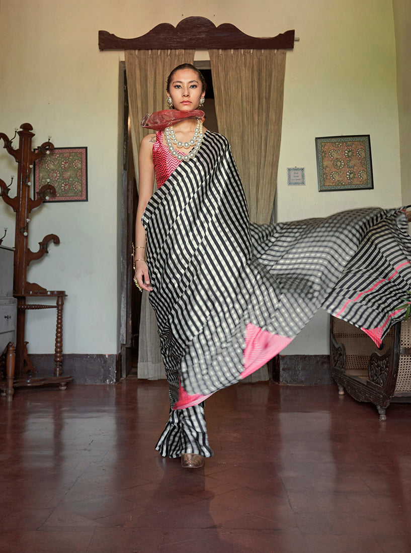 Monjolika Fashion Satin Printed Multicolor Casual Saree - Distacart