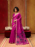 Monjolika Fashion Magenta Handloom Cotton Blend Weaving Classic Saree - Distacart