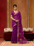 Monjolika Fashion Purple Handloom Cotton Blend Weaving Classic Saree - Distacart