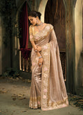 Monjolika Fashion Chiku Silk Blend Saree With Embroidered Jari And Cut-Dana Work - Distacart