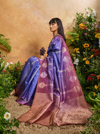 Monjolika Fashion Weaving Handloom Silk Blend Violet Contemporary Saree - Distacart