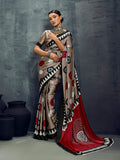 Monjolika Fashion Satin Dark Beige Printed Casual Saree - Distacart
