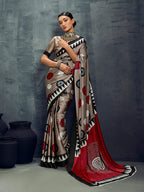 Monjolika Fashion Satin Dark Beige Printed Casual Saree - Distacart