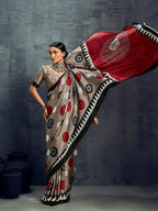 Monjolika Fashion Satin Dark Beige Printed Casual Saree - Distacart