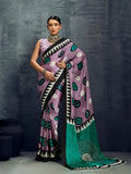 Monjolika Fashion Satin Lilac Printed Casual Saree - Distacart