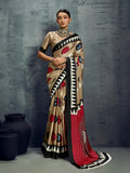 Monjolika Fashion Satin Chiku Printed Casual Saree - Distacart
