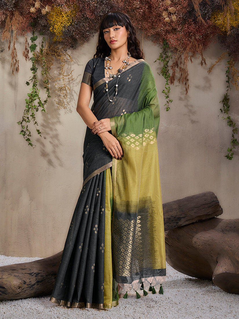 Monjolika Fashion Multi Colour Viscose Cotton Weaving Contemporary Saree - Distacart