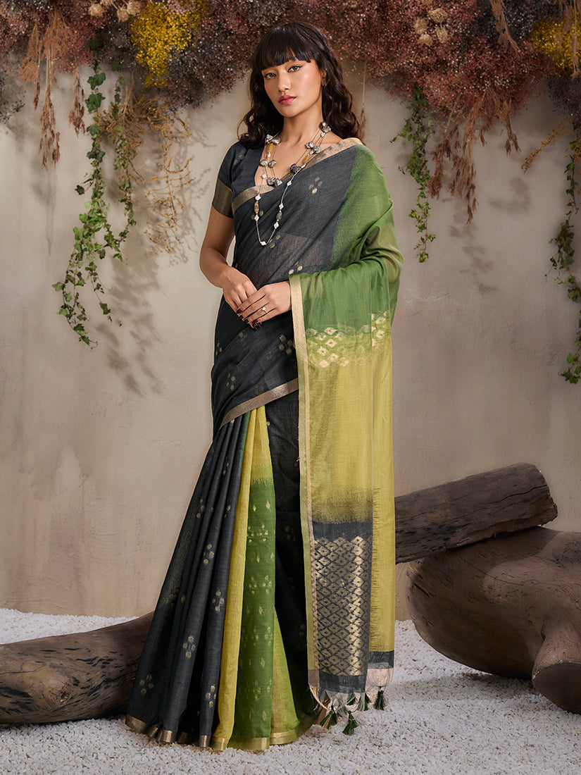 Monjolika Fashion Multi Colour Viscose Cotton Weaving Contemporary Saree - Distacart