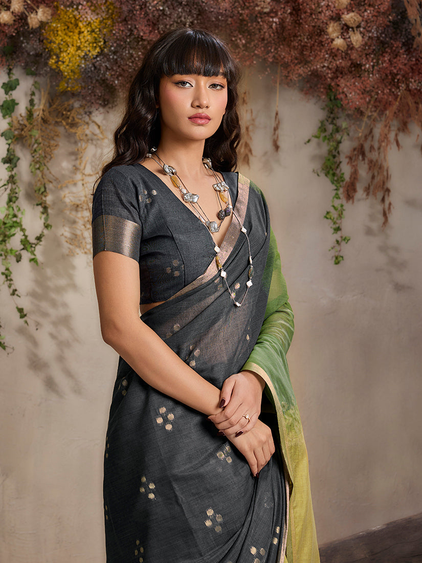 Monjolika Fashion Multi Colour Viscose Cotton Weaving Contemporary Saree - Distacart