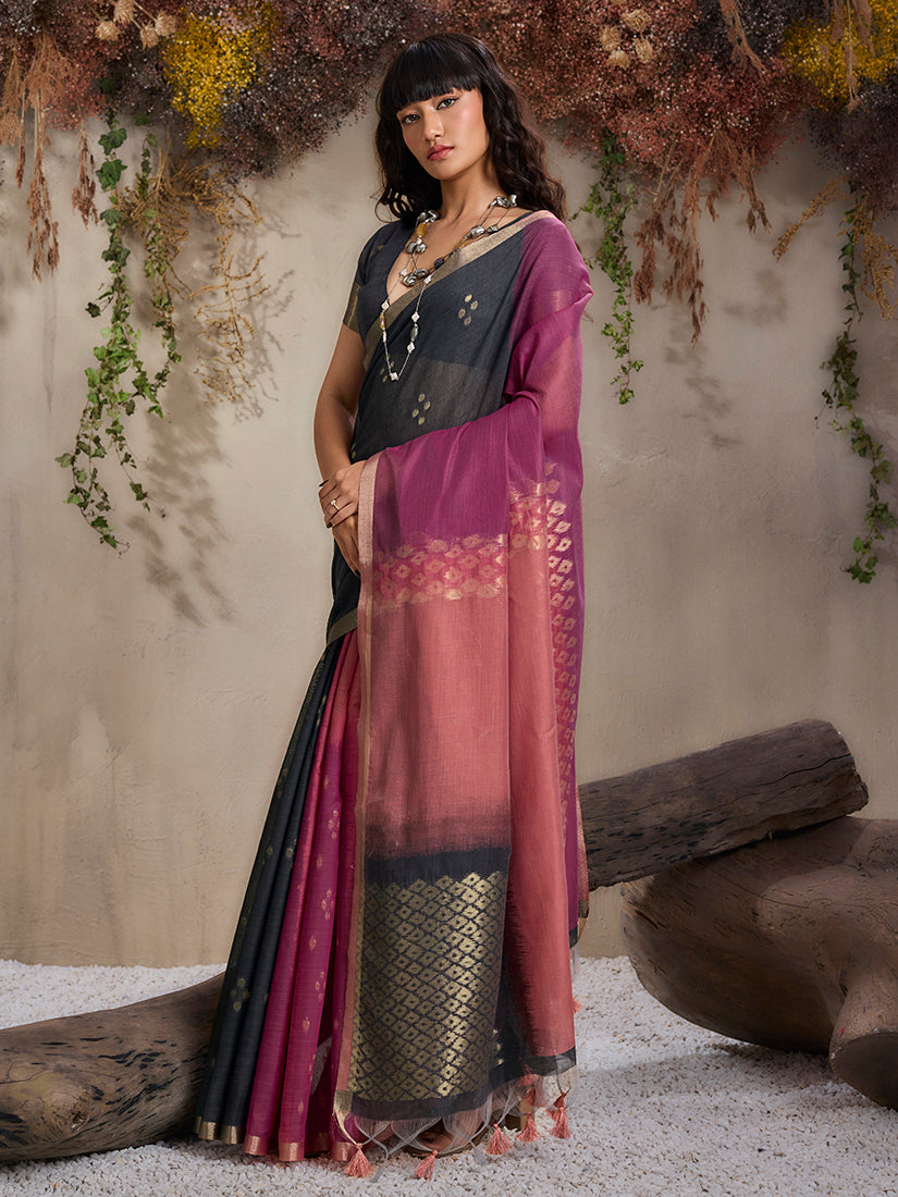 Monjolika Fashion Multi Colour Viscose Cotton Weaving Contemporary Saree - Distacart