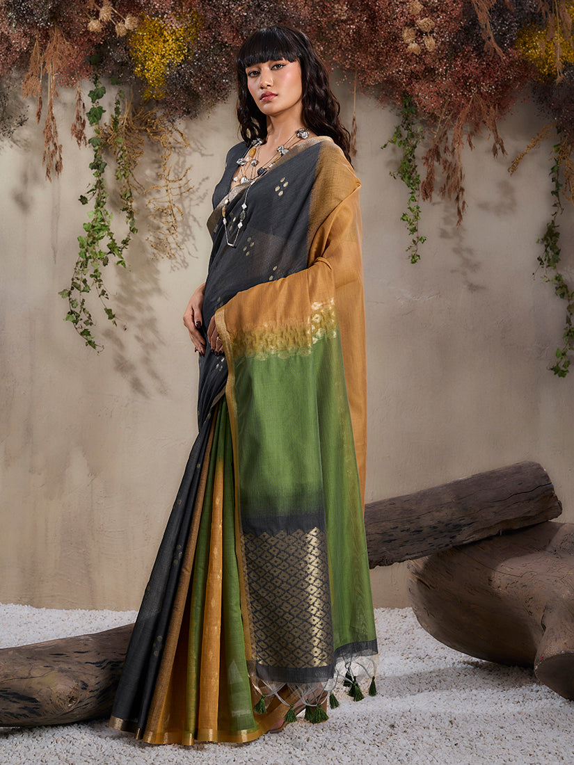 Monjolika Fashion Multi Colour Viscose Cotton Weaving Contemporary Saree - Distacart