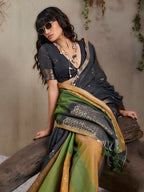 Monjolika Fashion Multi Colour Viscose Cotton Weaving Contemporary Saree - Distacart