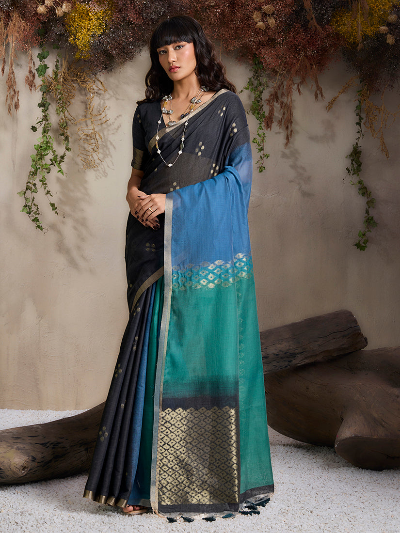 Monjolika Fashion Multi Colour Viscose Cotton Weaving Contemporary Saree - Distacart