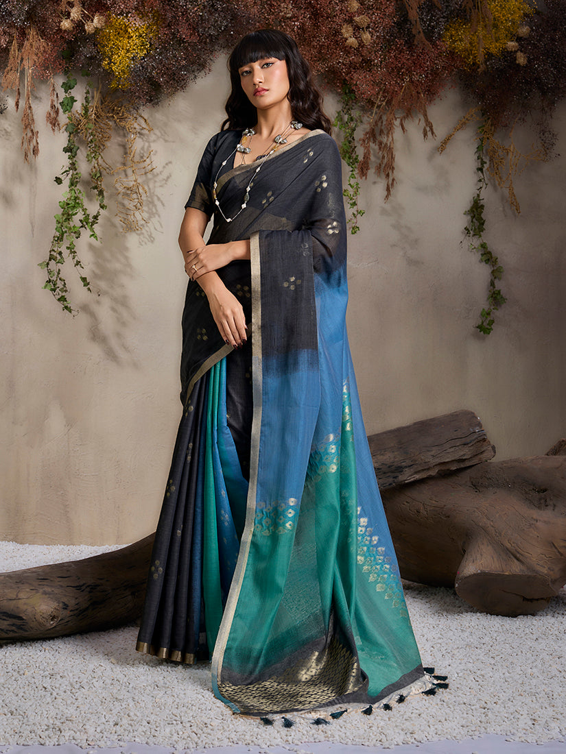 Monjolika Fashion Multi Colour Viscose Cotton Weaving Contemporary Saree - Distacart