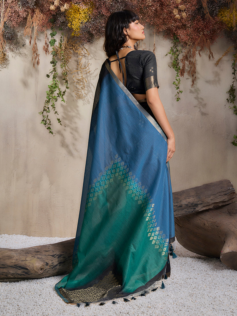 Monjolika Fashion Multi Colour Viscose Cotton Weaving Contemporary Saree - Distacart