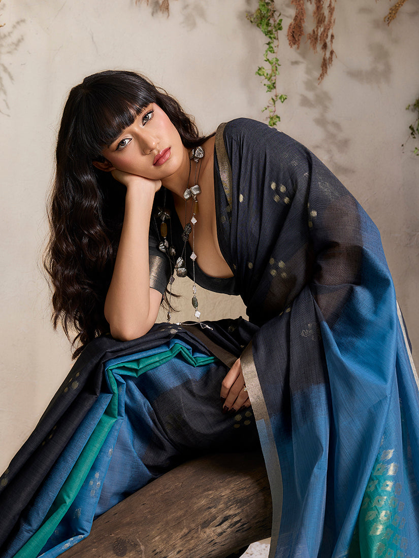 Monjolika Fashion Multi Colour Viscose Cotton Weaving Contemporary Saree - Distacart