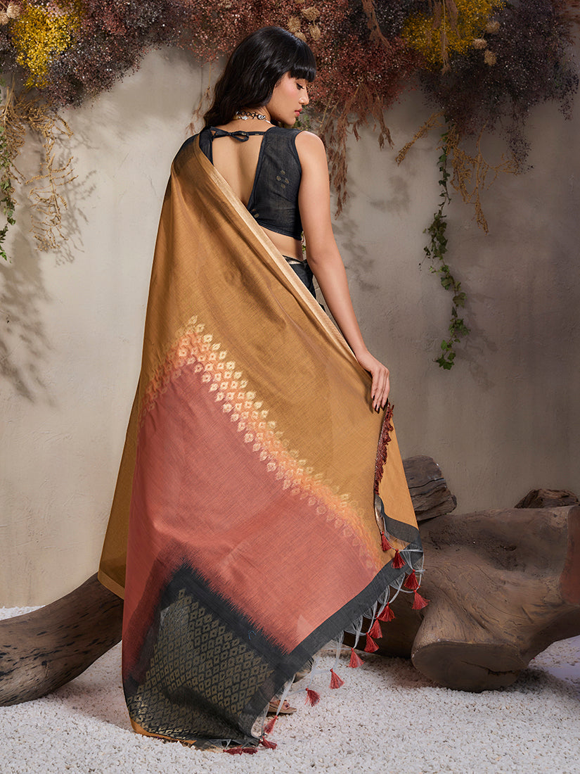 Monjolika Fashion Multi Colour Viscose Cotton Weaving Contemporary Saree - Distacart