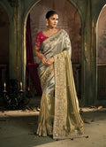 Monjolika Fashion Multicolor Silk Blend Wedding Saree With Cut Dana, Embroidered, Moti And Zari Work - Distacart