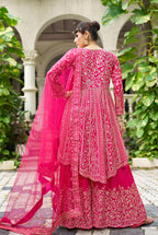 Monjolika Fashion Chinon Embroidered Rani Pink Readymade Palazzo Kameez - Distacart