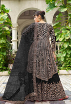 Monjolika Fashion Chinon Embroidered Black Readymade Palazzo Kameez - Distacart