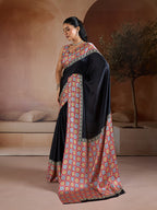 Monjolika Fashion Black Printed Satin Saree - Distacart