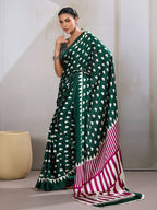 Monjolika Fashion Dark Green Printed Satin Saree - Distacart