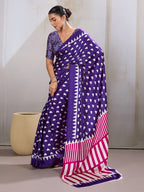 Monjolika Fashion Violet Printed Satin Saree - Distacart