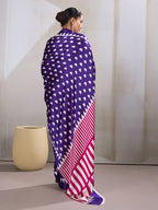 Monjolika Fashion Violet Printed Satin Saree - Distacart