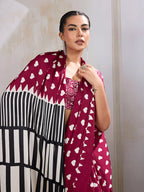 Monjolika Fashion Maroon Printed Satin Saree - Distacart