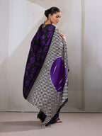 Monjolika Fashion Black & Violet Satin Printed Saree - Distacart