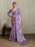 Monjolika Fashion Purple Printed Satin Saree - Distacart