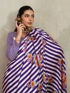 Monjolika Fashion Purple Printed Satin Saree - Distacart