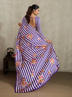 Monjolika Fashion Purple Printed Satin Saree - Distacart