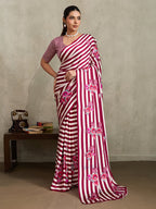 Monjolika Fashion Maroon Printed Satin Saree - Distacart