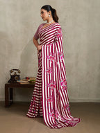 Monjolika Fashion Maroon Printed Satin Saree - Distacart
