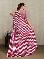 Monjolika Fashion Maroon Printed Satin Saree - Distacart