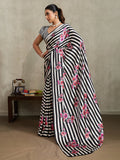 Monjolika Fashion Black Printed Satin Saree - Distacart