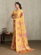 Monjolika Fashion Mustard Printed Satin Saree - Distacart