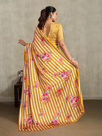 Monjolika Fashion Mustard Printed Satin Saree - Distacart