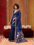 Monjolika Fashion Navy Blue Silk Blend woven Work Saree - Distacart