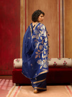 Monjolika Fashion Navy Blue Silk Blend woven Work Saree - Distacart