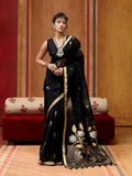 Monjolika Fashion Black Silk Blend woven Work Saree - Distacart