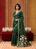 Monjolika Fashion Dark Green Silk Blend woven Work Saree - Distacart