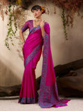 Monjolika Fashion Rani Pink woven Kanjivaram Silk Blend Saree - Distacart
