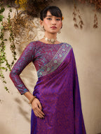 Monjolika Fashion Purple woven Kanjivaram Silk Blend Saree - Distacart