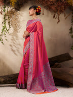 Monjolika Fashion Salmon woven Kanjivaram Silk Blend Saree - Distacart