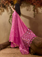 Monjolika Fashion Tussar Silk Blend woven Work Saree in Pink - Distacart