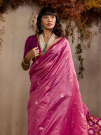 Monjolika Fashion Tussar Silk Blend woven Work Saree in Pink - Distacart
