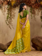 Monjolika Fashion Tussar Silk Blend woven Work Saree in Mustard - Distacart